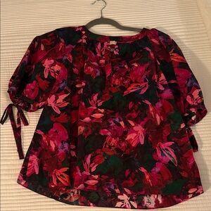 Ulla Johnson Multi Pink Floral Tie-Sleeve Blouse
